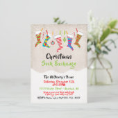 クリスマスストッキング靴下スワップクロースライン交換 招待状 (スタンド正面)