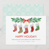 クリスマスストッキング５個セット 家族の名前入り 楽しい シーズンカード (正面/裏面)