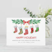 クリスマスストッキング５個セット 家族の名前入り 楽しい シーズンカード (スタンド正面)