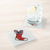 クリスマスストッキング ガラスコースター (アングル)