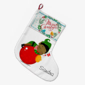 クリスマスストッキング、クリスマスアフリカ小妖精や小人 ラージクリスマスストッキング (正面 (吊り時))