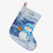 クリスマスストッキング、クリスマス雪だるま ラージクリスマスストッキング (正面 (吊り時))