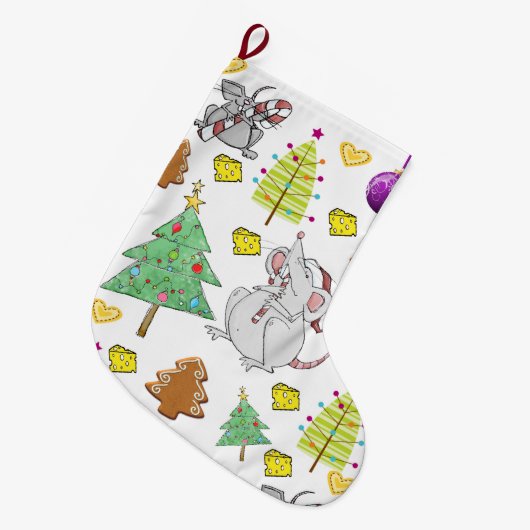 クリスマスストッキング、サッカーマウスチーズ ラージクリスマスストッキング (正面 (吊り時))