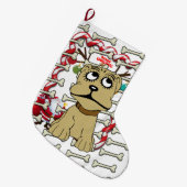 クリスマスストッキング、サンタドッグボーンズポーズ ラージクリスマスストッキング (正面 (吊り時))
