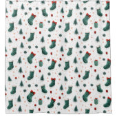 クリスマスストッキング シャワーカーテン (正面)