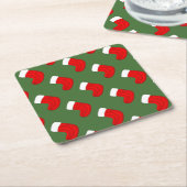クリスマスストッキング スクエアペーパーコースター (アングル)