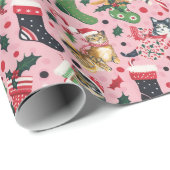 クリスマスストッキング（ブラック&オレンジ猫あり） ラッピングペーパー (ロールコーナー)