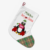 クリスマスストッキング、プレイドボクシングペンギンポー ラージクリスマスストッキング (正面 (吊り時))