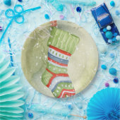 クリスマスストッキング ペーパープレート (パーティー)