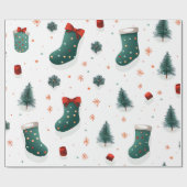 クリスマスストッキング ラッピングペーパー (フラット)