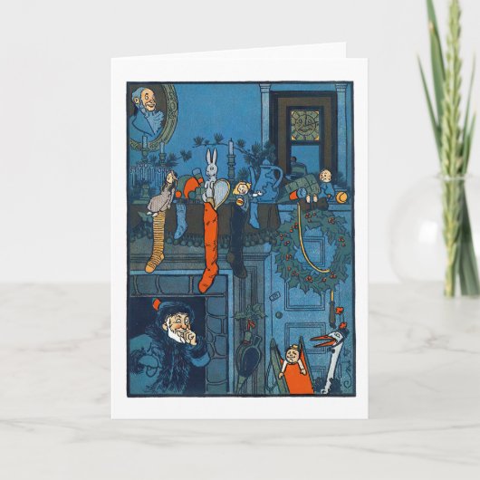 クリスマスストッキング レトロ ヴィンテージ ホリデー シーズンカード (正面)