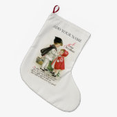 クリスマスストッキング:ヴィンテージガール+ボーイ ラージクリスマスストッキング (正面 (吊り時))