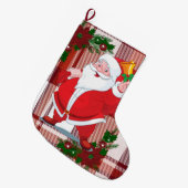 クリスマスストッキング、ヴィンテージサンタクロース ラージクリスマスストッキング (正面 (吊り時))