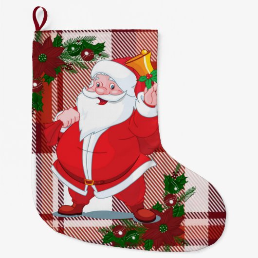 クリスマスストッキング、ヴィンテージサンタクロース ラージクリスマスストッキング (正面)