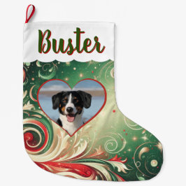 クリスマスストッキング（写真、人物、ペットなど） ラージクリスマスストッキング