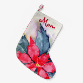 クリスマスストッキング – 名前 – Poinsettia Red (正面 (吊り時))