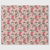 クリスマスストッキング(白黒の子猫あり) ラッピングペーパー (フラット)