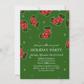 クリスマスストッキング 緑 ホリデーパーティー 招待状 (正面)