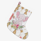 クリスマスストッキング、象金ゴールドツリーフローラ ラージクリスマスストッキング (正面 (吊り時))