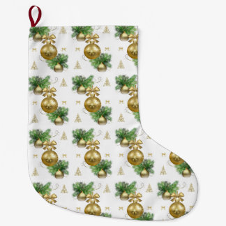 クリスマスストッキング、金ゴールドボール ラージクリスマスストッキング