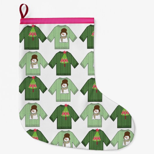 クリスマスストッキング、雪だるまラージクリスマス ラージクリスマスストッキング (正面)