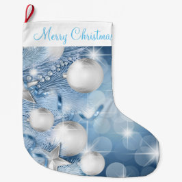 クリスマスストッキング/青オーナメント ラージクリスマスストッキング