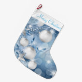 クリスマスストッキング/青オーナメント ラージクリスマスストッキング (正面 (吊り時))