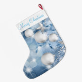 クリスマスストッキング/青オーナメント ラージクリスマスストッキング (裏面 (吊り時))