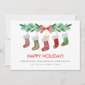 クリスマスストッキング 5 家族名 幸せ シーズンカード (正面)