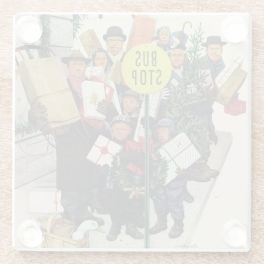 クリスマスストップのバス ガラスコースター (裏面)