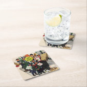 クリスマスストップのバス スクエアペーパーコースター (インサイチュ)