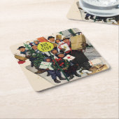 クリスマスストップのバス スクエアペーパーコースター (アングル)