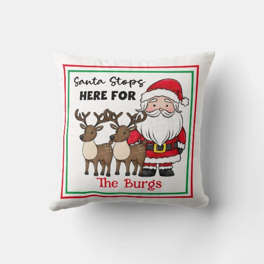 クリスマスストップサンタパーソナライズされたー クッション (裏面)