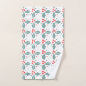 クリスマスストライプとホリーベリーホリデー バスタオルセット (ハンドタオル)