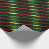 クリスマスストライプのの波状のパターン金ゴールド、赤と緑、 ラッピングペーパー (角)