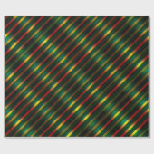 クリスマスストライプのの波状のパターン金ゴールド、赤と緑、 ラッピングペーパー (フラット)