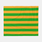 クリスマスストライプのの緑の金色の模様 フリースブランケット (正面(横))