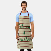 クリスマスストライプのエプロン エプロン (着用した状態)