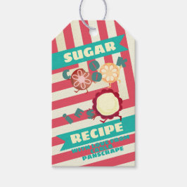 クリスマスストライプのクッキーかわいいシュガークッキーが瓶の中に混ぜ合う ギフトタグ