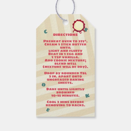 クリスマスストライプのクッキーかわいいシュガークッキーが瓶の中に混ぜ合う ギフトタグ (裏面)