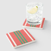 クリスマスストライプのコースター ストーンコースター (横)