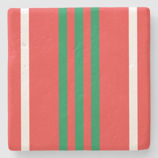 クリスマスストライプのコースター ストーンコースター (正面)