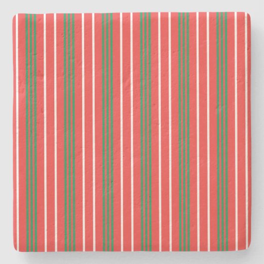 クリスマスストライプのコースター ストーンコースター (正面)