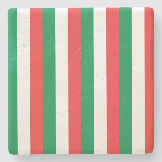 クリスマスストライプのコースター ストーンコースター (正面)
