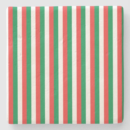 クリスマスストライプのコースター ストーンコースター (正面)