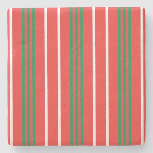 クリスマスストライプのコースター ストーンコースター (正面)