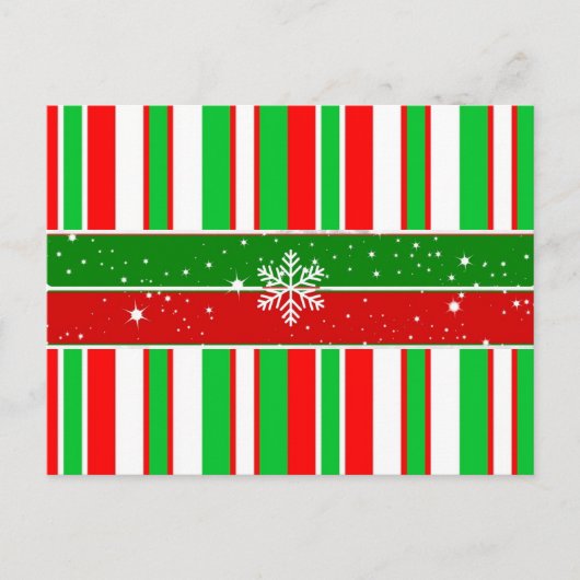 クリスマスストライプのデザインと輝き ポストカード (正面)