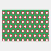 クリスマスストライプのフェスティバル&ドット – 赤い緑のクリスマスプレゼント ラッピングペーパーシート (正面2)