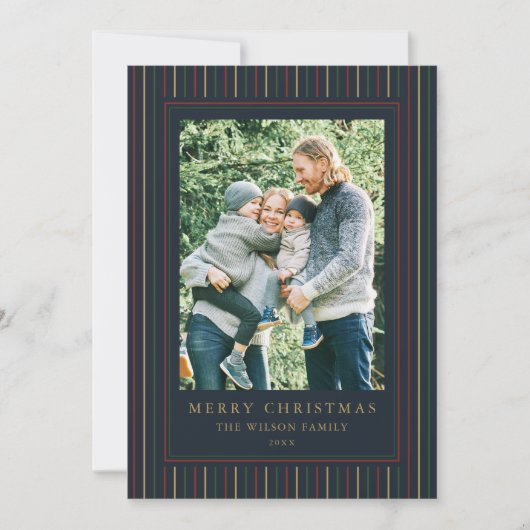 クリスマスストライプの写真1枚 シーズンカード (正面)