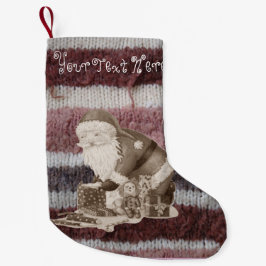 クリスマスストライプの準備をするニット製のサンタ スモールクリスマスストッキング